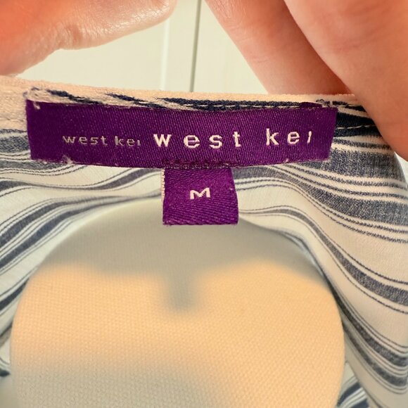 West Kei Blue & White Striped Surplce Wrap Blouse 💙 – Size Medium  ✨ - Picture 5 of 11